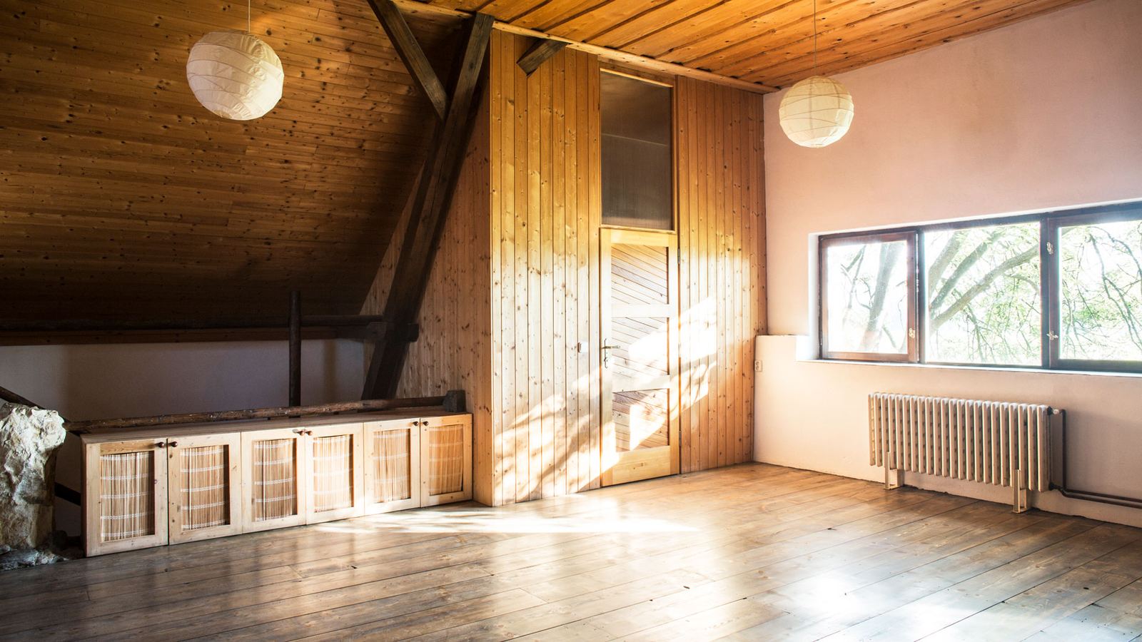 An attic with bedrooms